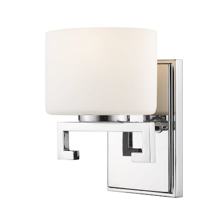 Z-Lite Privet 1 Light Vanity, Chrome & Matte Opal 335-1S-CH-LED